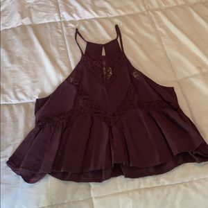 Maroon tank cropped length, High neck sz M